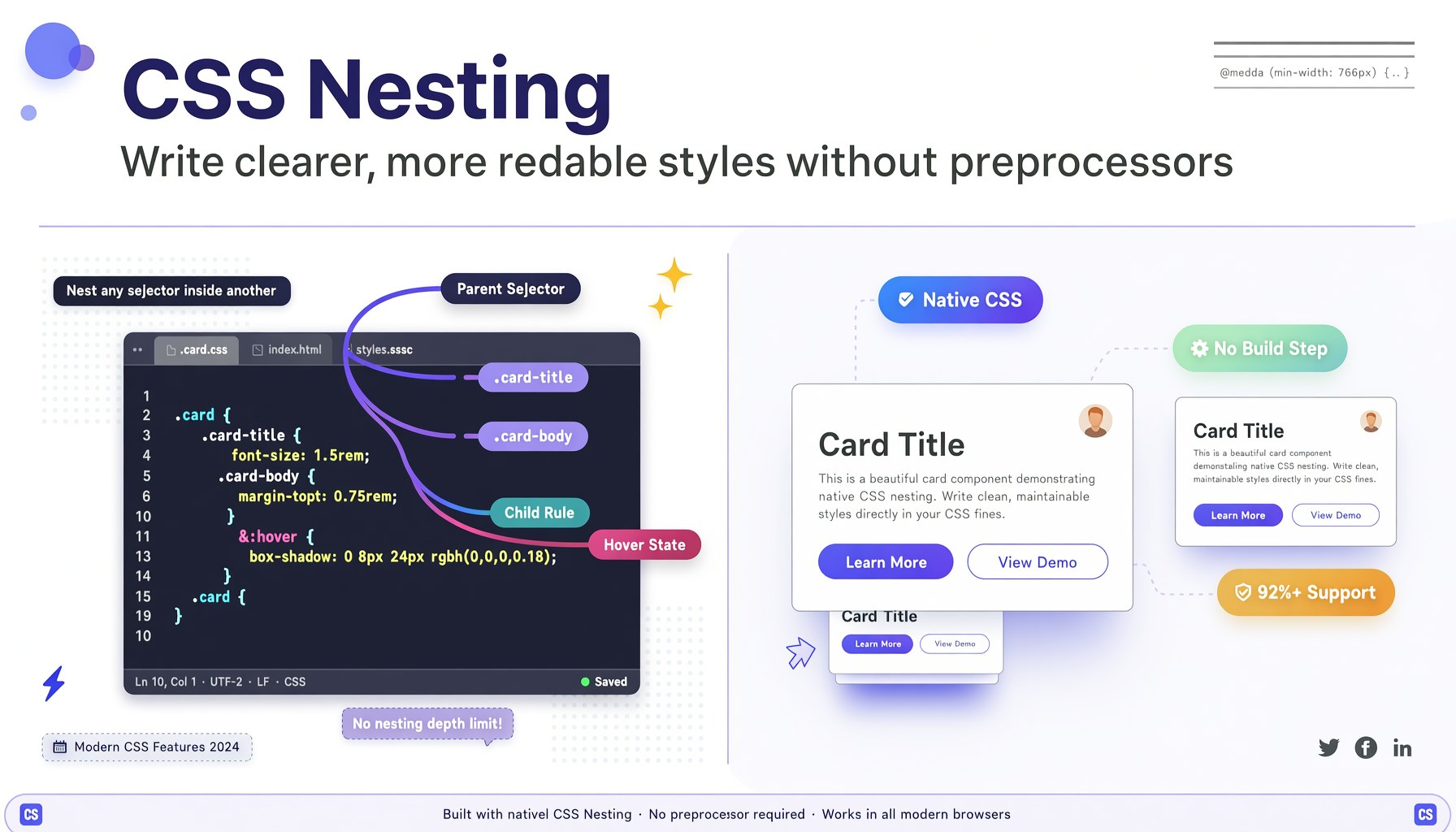 CSS Nesting: Viết CSS Gọn Gàng Như Sass Nhưng Không Cần Build